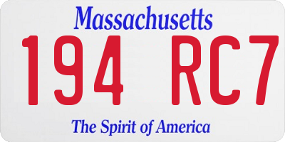 MA license plate 194RC7