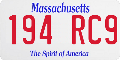 MA license plate 194RC9