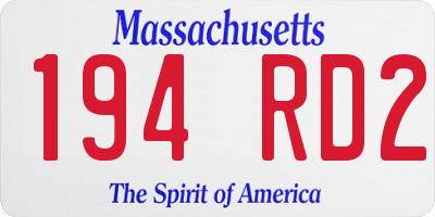 MA license plate 194RD2
