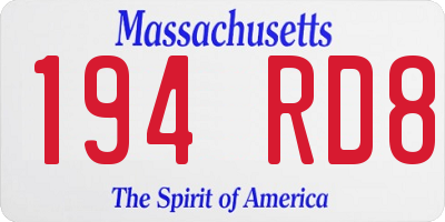 MA license plate 194RD8