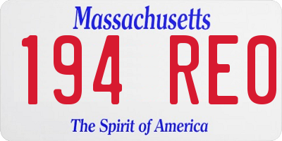 MA license plate 194RE0