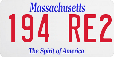 MA license plate 194RE2