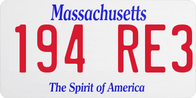 MA license plate 194RE3