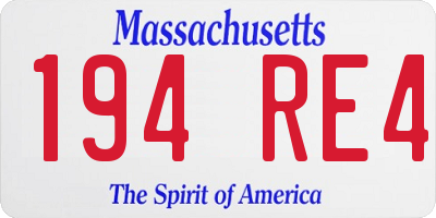 MA license plate 194RE4