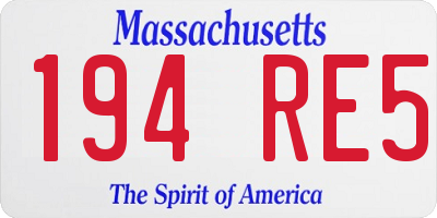 MA license plate 194RE5
