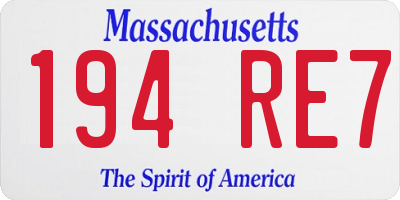 MA license plate 194RE7