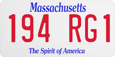 MA license plate 194RG1