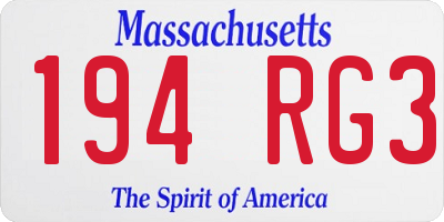 MA license plate 194RG3