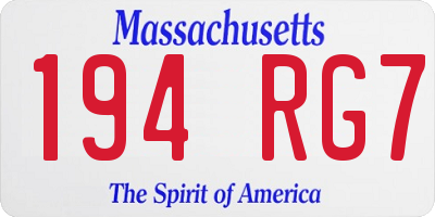 MA license plate 194RG7
