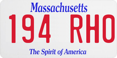 MA license plate 194RH0