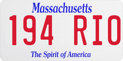 MA license plate 194RI0
