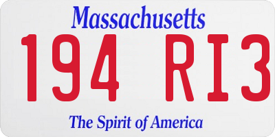 MA license plate 194RI3