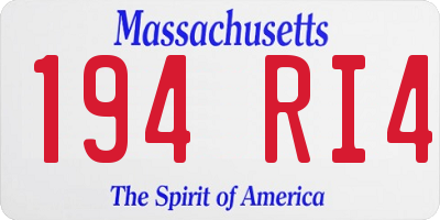 MA license plate 194RI4
