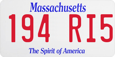 MA license plate 194RI5