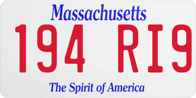 MA license plate 194RI9