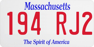 MA license plate 194RJ2