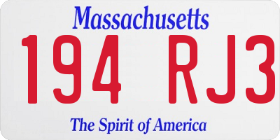 MA license plate 194RJ3
