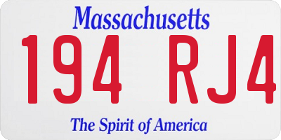 MA license plate 194RJ4