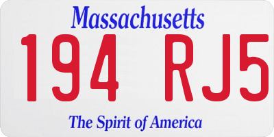 MA license plate 194RJ5