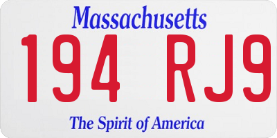 MA license plate 194RJ9