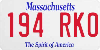 MA license plate 194RK0