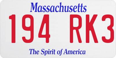 MA license plate 194RK3