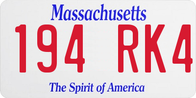 MA license plate 194RK4