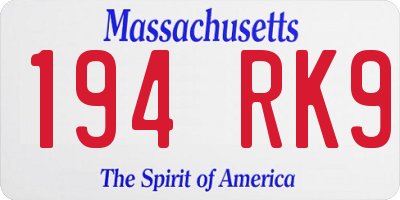 MA license plate 194RK9
