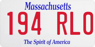 MA license plate 194RL0