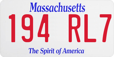 MA license plate 194RL7