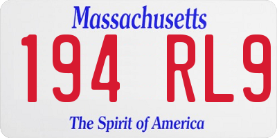 MA license plate 194RL9