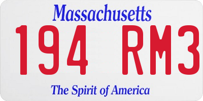 MA license plate 194RM3