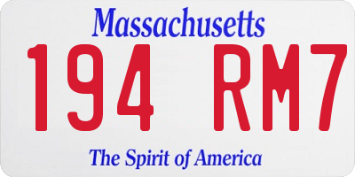 MA license plate 194RM7