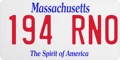 MA license plate 194RN0
