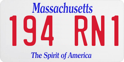 MA license plate 194RN1
