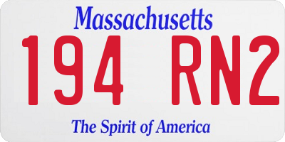 MA license plate 194RN2