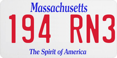 MA license plate 194RN3
