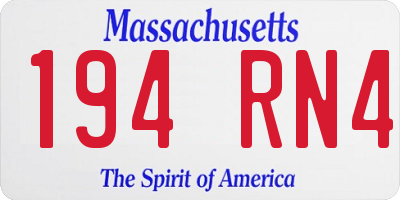 MA license plate 194RN4