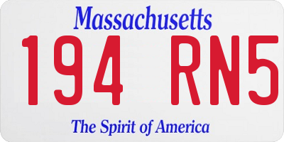 MA license plate 194RN5