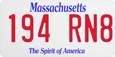 MA license plate 194RN8