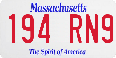 MA license plate 194RN9