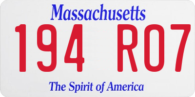 MA license plate 194RO7