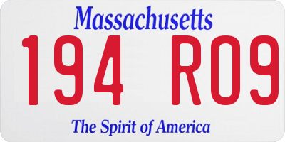 MA license plate 194RO9