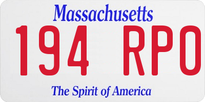 MA license plate 194RP0