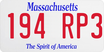 MA license plate 194RP3