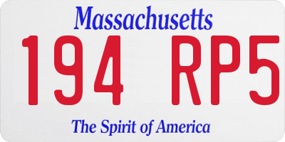 MA license plate 194RP5