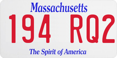MA license plate 194RQ2
