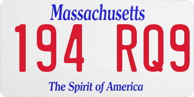 MA license plate 194RQ9