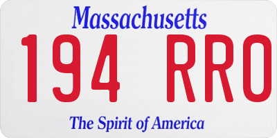 MA license plate 194RR0