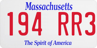 MA license plate 194RR3